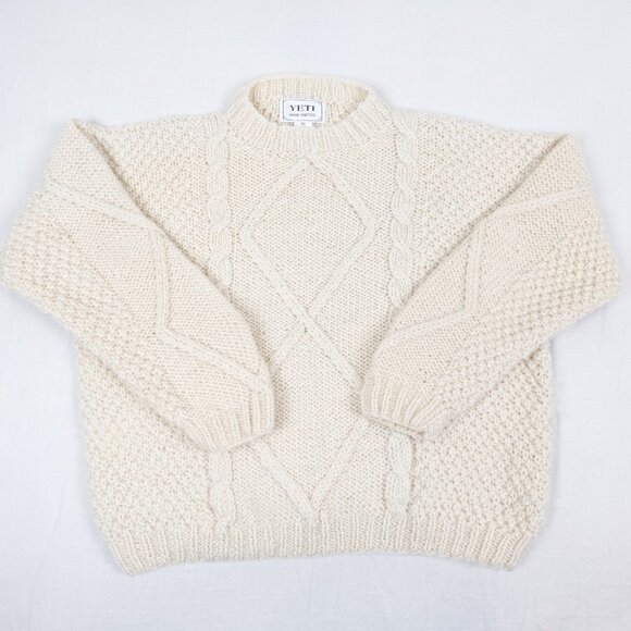 YETI Hand Knit Wool Sweater Women's XL Chunky Thick Cable Knit Pullover - Picture 1 of 10